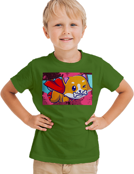 Boy in green sequin shirt
